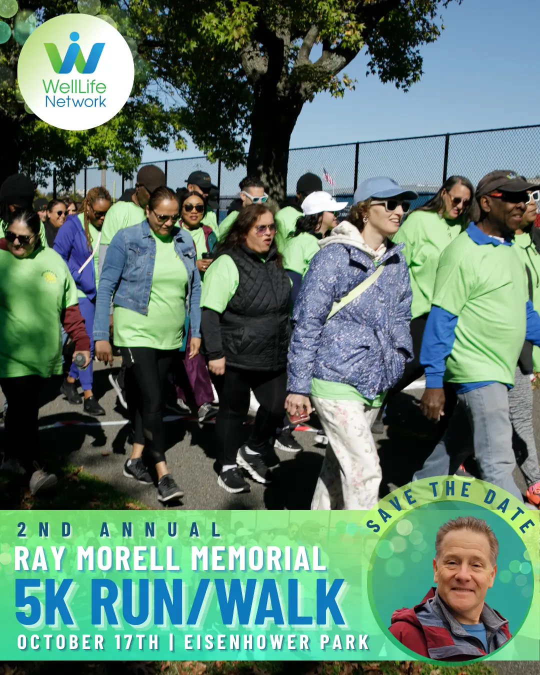 Poster for the 2nd Annual Ray Morell Memorial 5K Run/Walk on October 17th at Eisenhower Park
